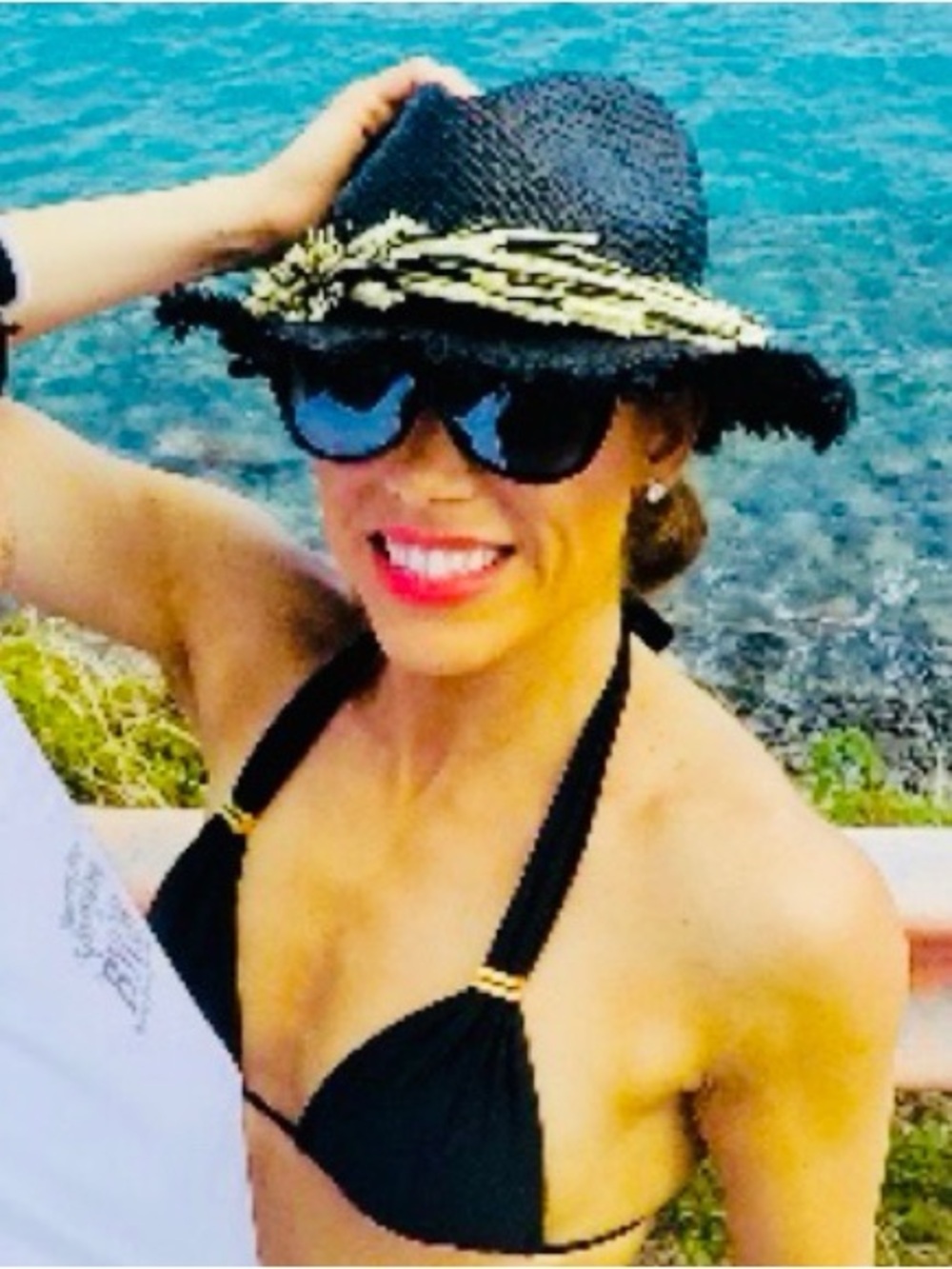 Black and Tan Woven Straw Hat